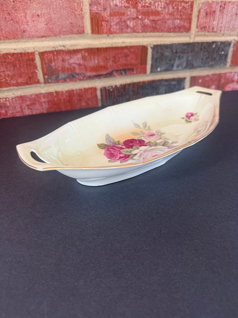 Antique E.S. Germany Prov Saxe Rose Porcelain Celery Relish Dish